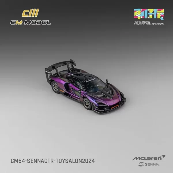 CM Model 1:64 McLaren Senna GTR Magic Purple - 2024 HK Hong Kong Toy Car Salon - Imagen 5