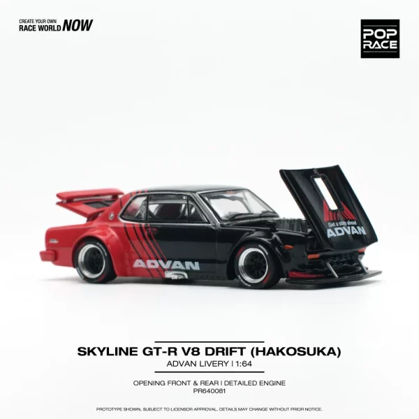 Pop Race 1:64 Skyline GT-R V8 Drift (Hakosuka) - ADVAN - Imagen 2