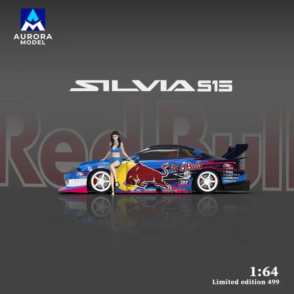 Aurora Model 1:64 Nissan Silvia S15 Red Bull Livery - Imagen 3