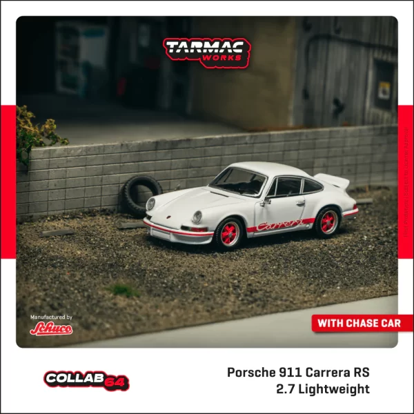 *PREORDEN* TARMAC WORKS COLLAB64 1/64 Porsche 911 Carrera RS 2.7 Lightweight White/Red