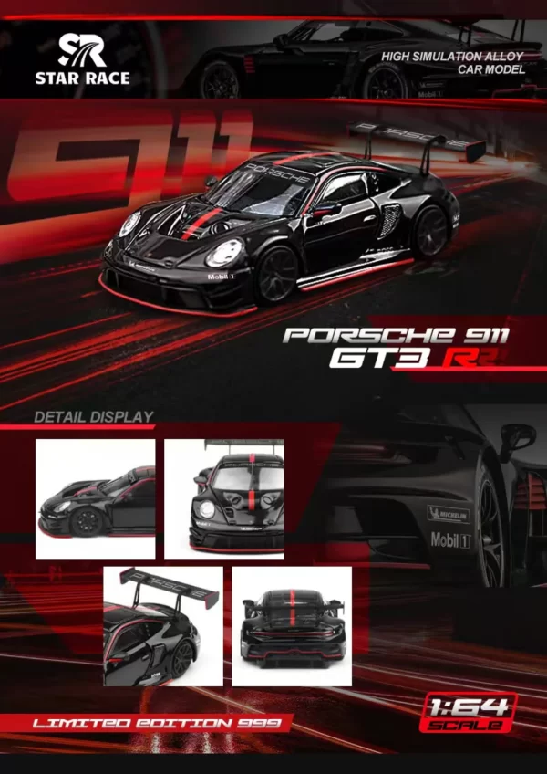 Star Race 1:64 Porsche 911 GT3 R - Black - Imagen 2