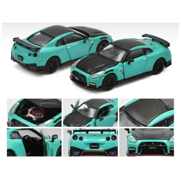 1/64 Era Car 2020 Nissan GT-R (R35) Nismo RHD (Right Hand Drive) Robin Egg Blue and Carbon Black - Imagen 2