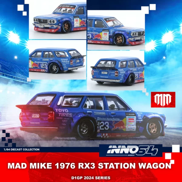 *PREORDEN*  INNO64 1/64 MAD MIKE 1976 MAZDA RX3 Station Wagon D1GP Series 2024 IN64-RX3P-D1G