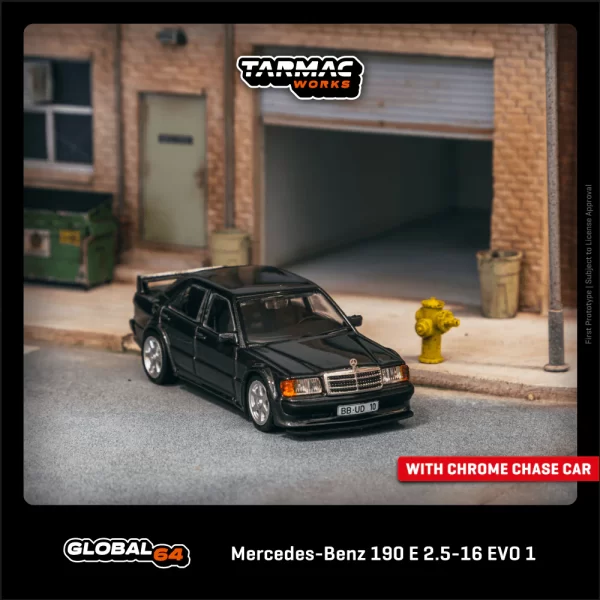 *PREORDEN* TARMAC WORKS GLOBAL64 1/64 Mercedes-Benz 190 E 2.5-16 EVO 1 Blue-Black metallic