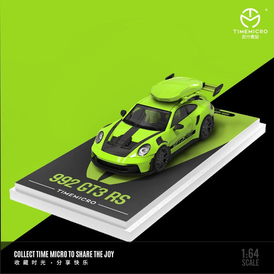 Time Micro 1:64 Porsche 992 GT3 RS Verde con maletero - Imagen 2