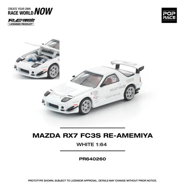 *PREORDEN* POPRACE 1/64 MAZDA RX7 FC3S RE-AMEMIYA WHITE