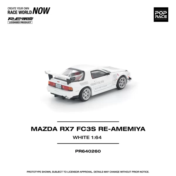 *PREORDEN* POPRACE 1/64 MAZDA RX7 FC3S RE-AMEMIYA WHITE - Imagen 2