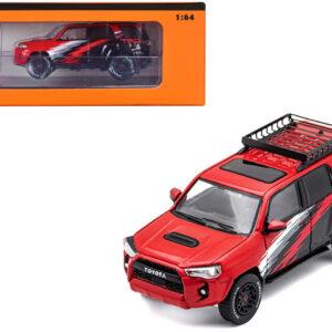 GCD 1/64 2022 Toyota 4 Runner TRD Pro Black and Red with Graphics and Roofrack