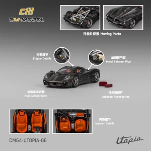 *PREORDEN* CM MODEL 1/64 Pagani Utopia Fullcarbon with red line