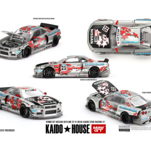 *PREORDEN* Kaido House x Mini GT 1:64 Nissan Skyline GT-R (R34) Kaido Star Racing V1- Silver