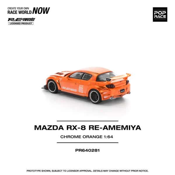 *PREORDEN* POPRACE 1/64 MAZDA RX-8 RE-AMEMIYA CHROME ORANGE - Imagen 2