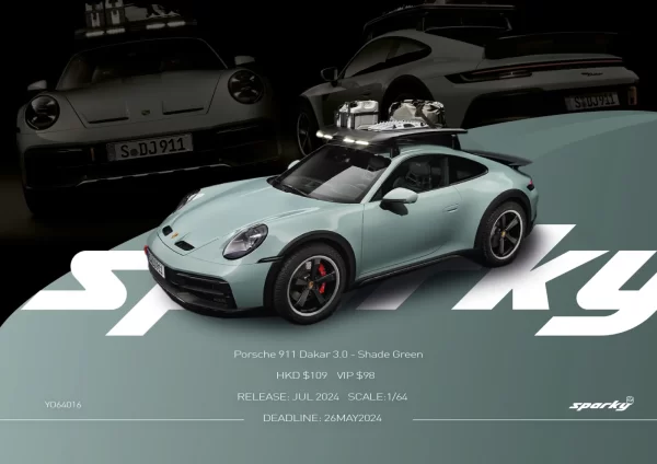 Sparky 1/64 2023 Porsche 911 Dakar 3.0 - Shade Green (Tiny Exclusive)