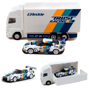 Tarmac Works 1:64 Nissan GT-R NISMO GT3 GT #21 Greddy with Plastic Truck
