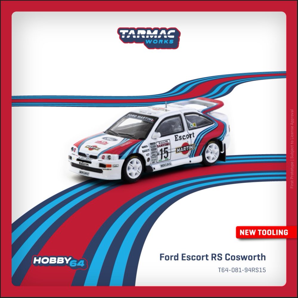 TARMAC WORKS HOBBY64 1/64 Ford Escort RS Cosworth WRC Rallye Sanremo 1994 Malcolm Wilson / Bryan Thomas