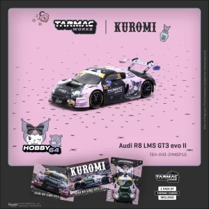 TARMAC WORKS HOBBY64 1/64 Audi R8 LMS GT3 evo II Macau GT Cup - FIA GT World Cup 2024 Uno Racing Adderly Fong Model Car + Trading Cards Combo Set