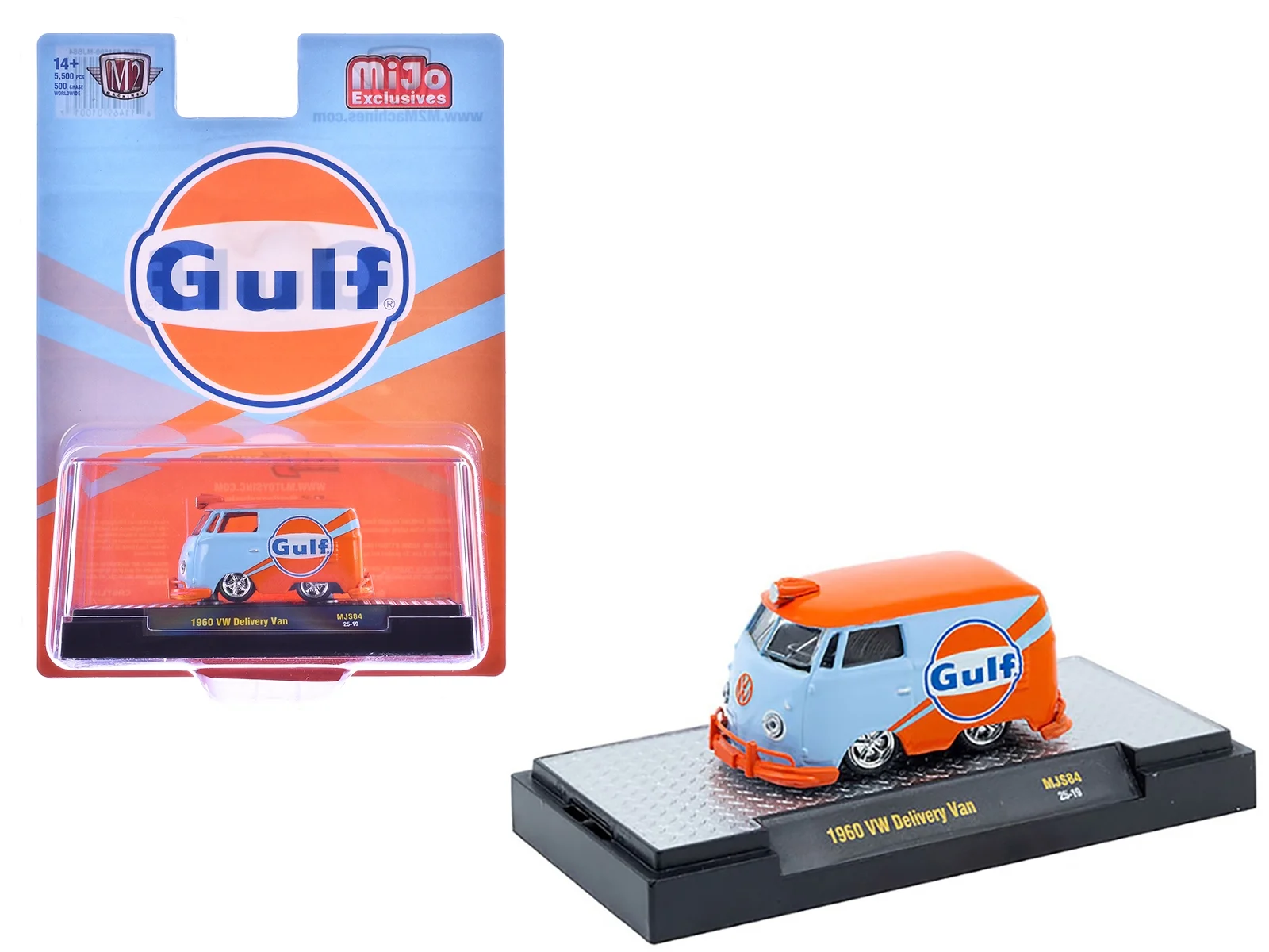 M2 Machines 1/64 1960 Volkswagen Delivery Van Gulf Oil Light Blue and Orange