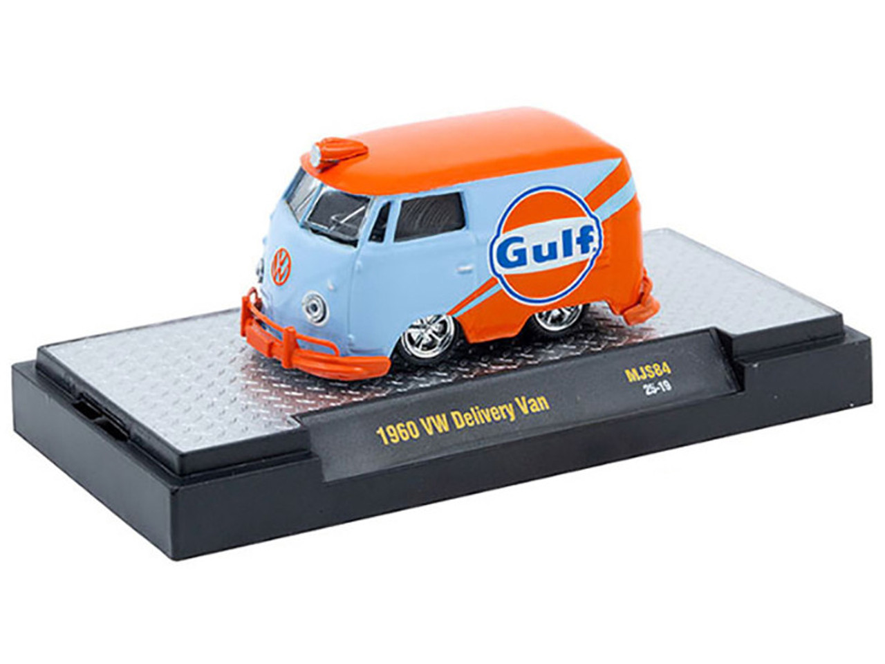 M2 Machines 1/64 1960 Volkswagen Delivery Van Gulf Oil Light Blue and Orange - Imagen 2