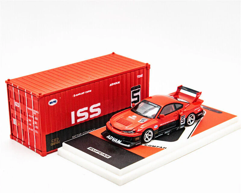 Supcar 1:64 Nissan Silvia S15 Red/ Black #5 con contenedor - Imagen 4