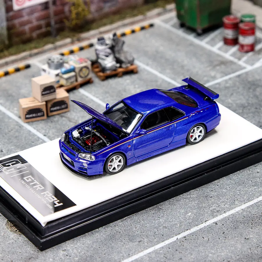 Cool Art 1:64 Nissan Skyline R34 Azul con apertura de capó - Imagen 3