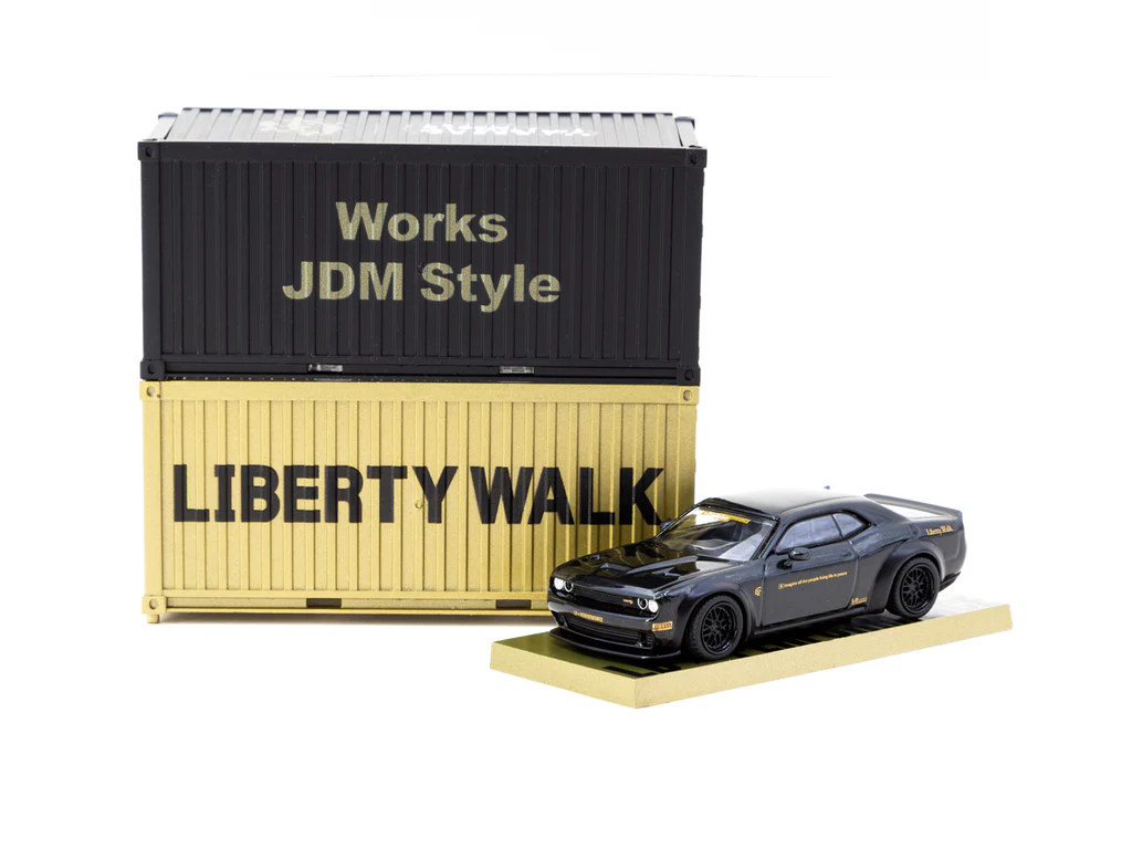 Tarmac Works 1/64 LB-WORKS Dodge Challenger SRT Hellcat Black Metallic - Imagen 5