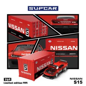 Supcar 1:64 Nissan Silvia S15 Red/ Black #5 con contenedor