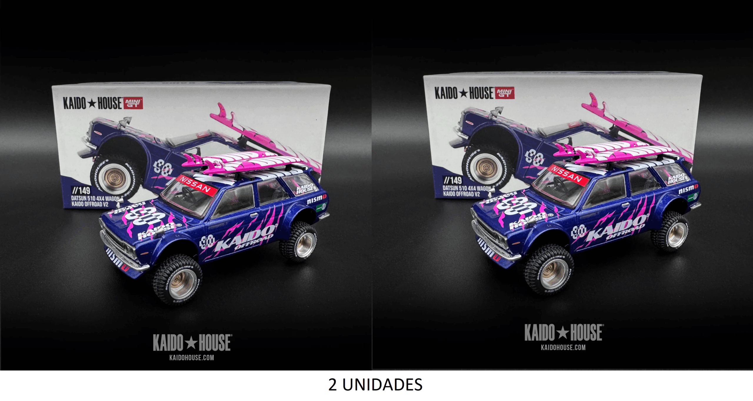 Kaido House x Mini GT 1:64 Datsun 510 4×4 Wagon Kaido Offroad V2 – Purple x2 UNDS