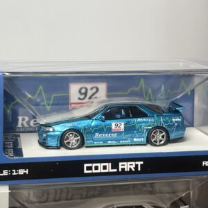 Cool Art 1:64 Nissan Skyline R34 Azul Reverse con apertura de capó