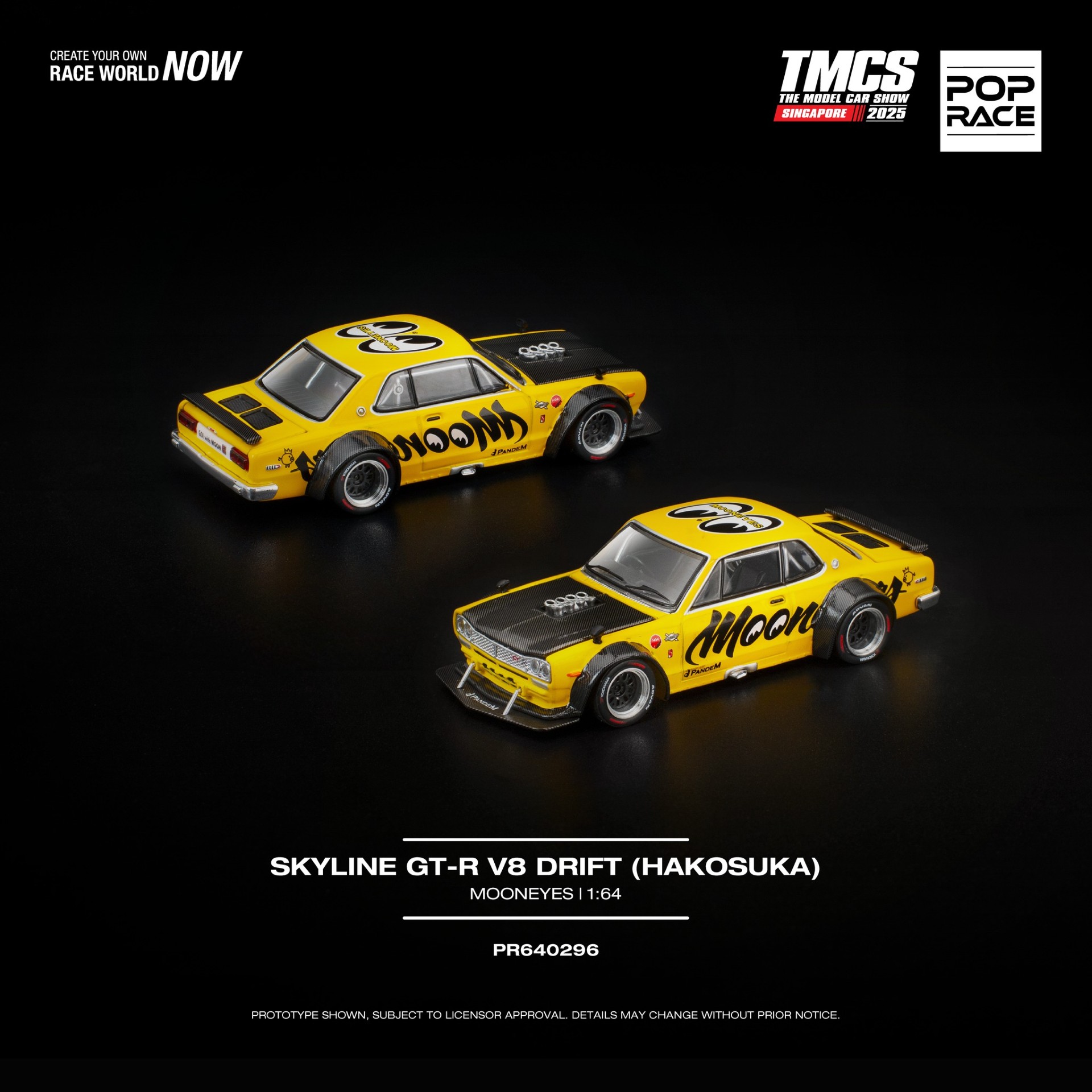 POPRACE 1/64 SKYLINE GT-R V8 DRIFT (HAKOSUKA) MOONEYES TMCS