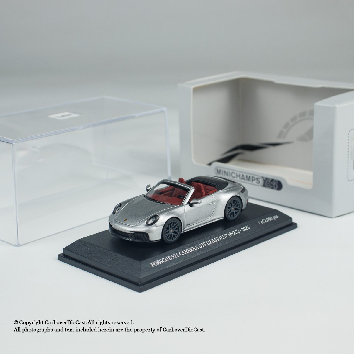 MINICHAMPS 1:64 PORSCHE 911 (992.2) CARRERA GTS CABRIOLET - 2025 - SILVER METALLIC