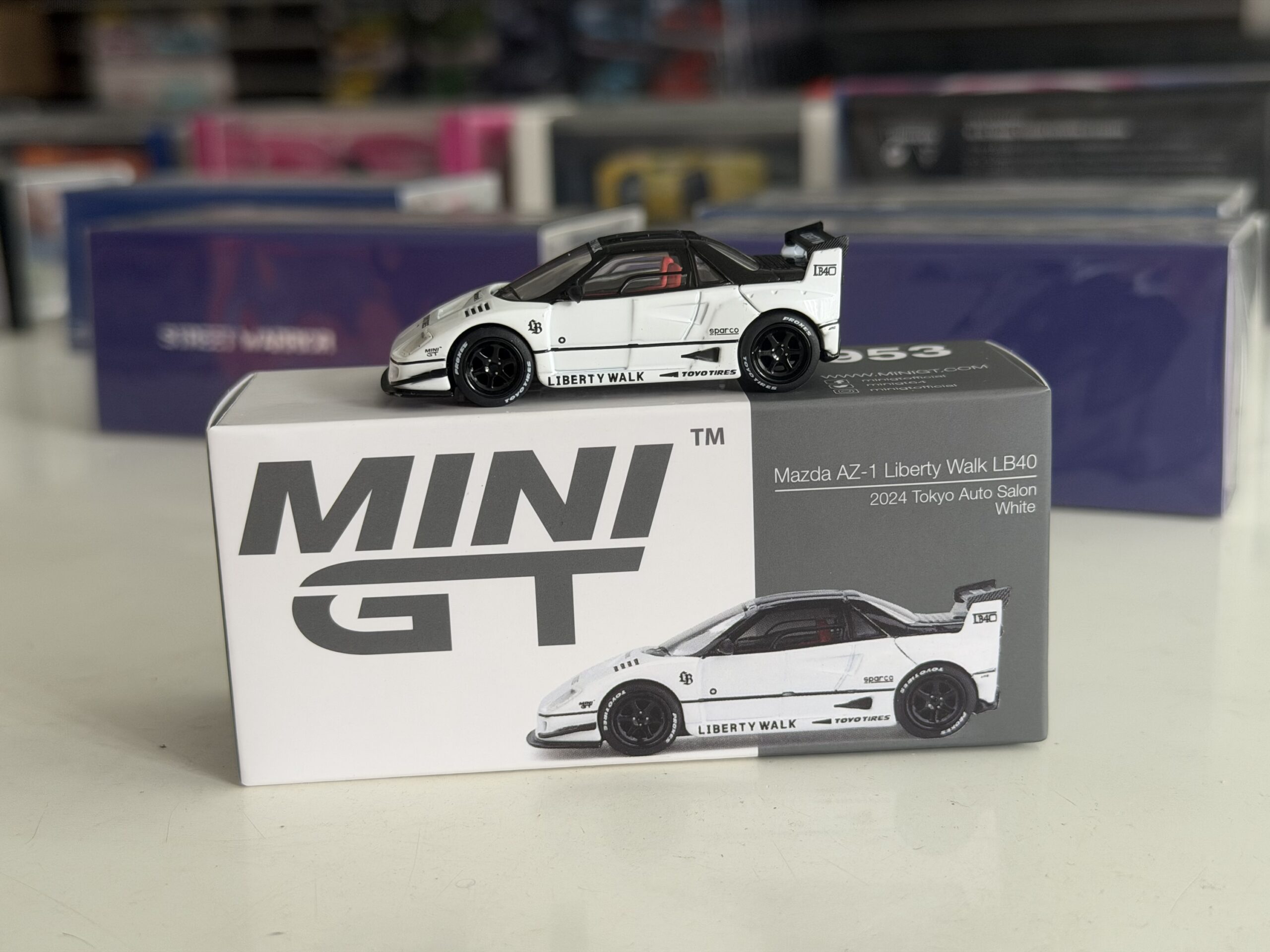 Mini GT 1:64 Mazda AZ-1 Liberty Walk LB40 – White – 2024 Tokyo
