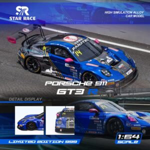 *PREORDEN* Star Race 1:64 Porsche 911 GT3 R - Dark Blue Racing Car No. 14 con caja acrílica