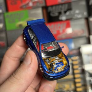 POPRACE 1/64 PANDEM CIVIC EG6 METALLIC BLUE CON CAPÓ ABIERTO