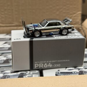 POPRACE 1/64 SKYLINE GT-R V8 DRIFT (HAKOSUKA) SILVER CHROME