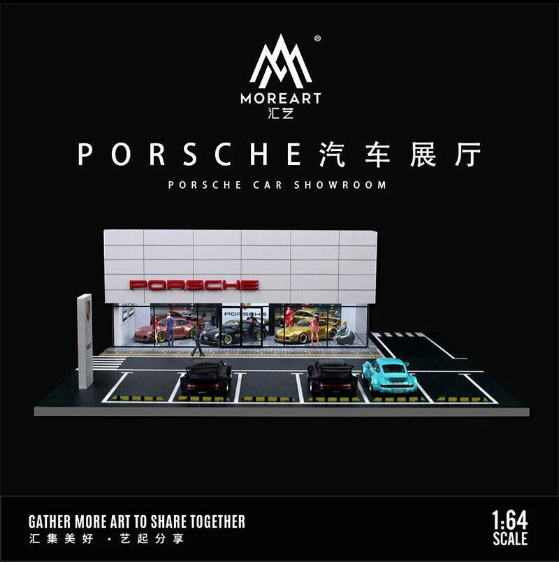 MoreArt 1:64 Porsche Dealer Diorama con luz LED