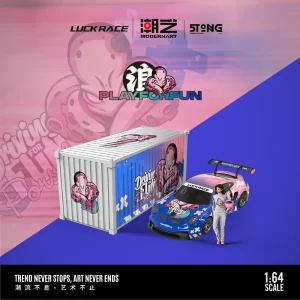 ModernArt 1:64 Porsche 911 GT3 Cup "PlayForFun" con contenedor y figura