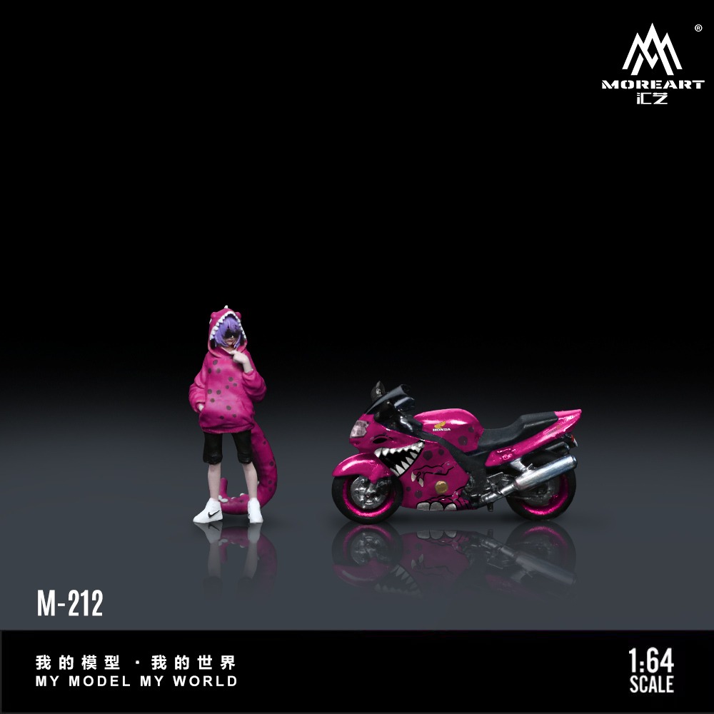 *PREORDEN* MoreArt1:64 Honda CBR1100XX Pink Tyrannosaurus Motorcycle (Fabricados en resina y pintados a mano) - Imagen 5