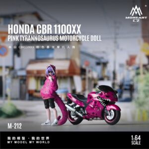*PREORDEN* MoreArt1:64  Honda CBR1100XX Pink Tyrannosaurus Motorcycle (Fabricados en resina y pintados a mano)