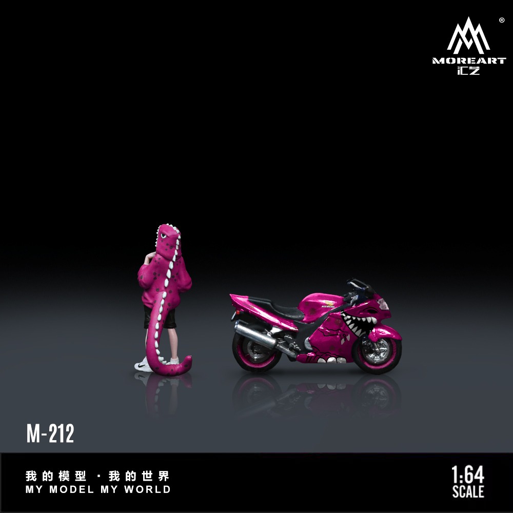 *PREORDEN* MoreArt1:64 Honda CBR1100XX Pink Tyrannosaurus Motorcycle (Fabricados en resina y pintados a mano) - Imagen 6
