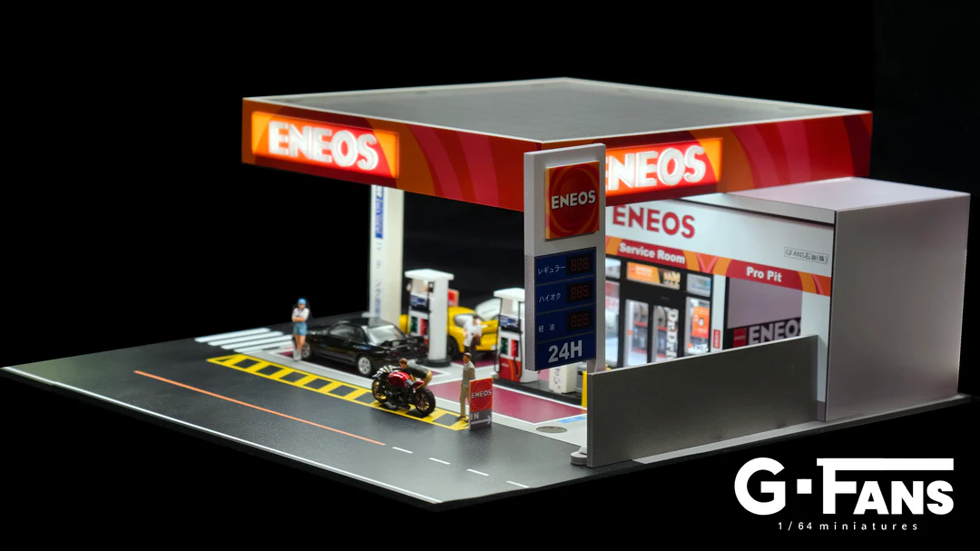 G-Fans Diorama 1:64 ENEOS Estación de Gasolina (NO incluye carros ni figuras)