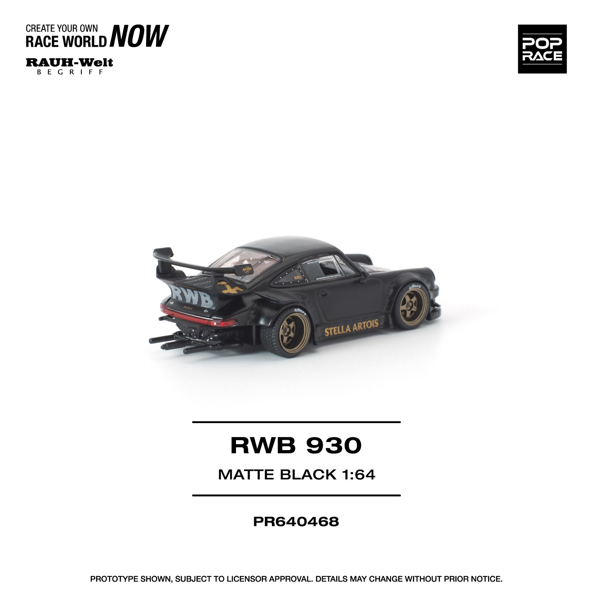 *PREORDEN* POPRACE 1/64 RWB 930 MATTE BLACK "STELLA ARTOIS" NEW TOOLING - Imagen 3