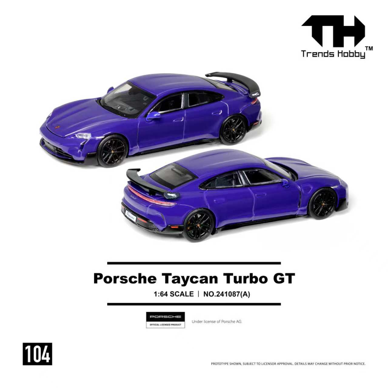 今回値下げ！独ﾓﾀﾞﾝ◆ドイツMarkneukirchenで製作された　４／４◆ PREORDEN* Trends Hobby 1/64 Porsche Taycan Turbo GT - Purple | HW