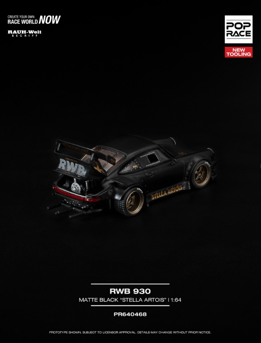 *PREORDEN* POPRACE 1/64 RWB 930 MATTE BLACK "STELLA ARTOIS" NEW TOOLING - Imagen 4