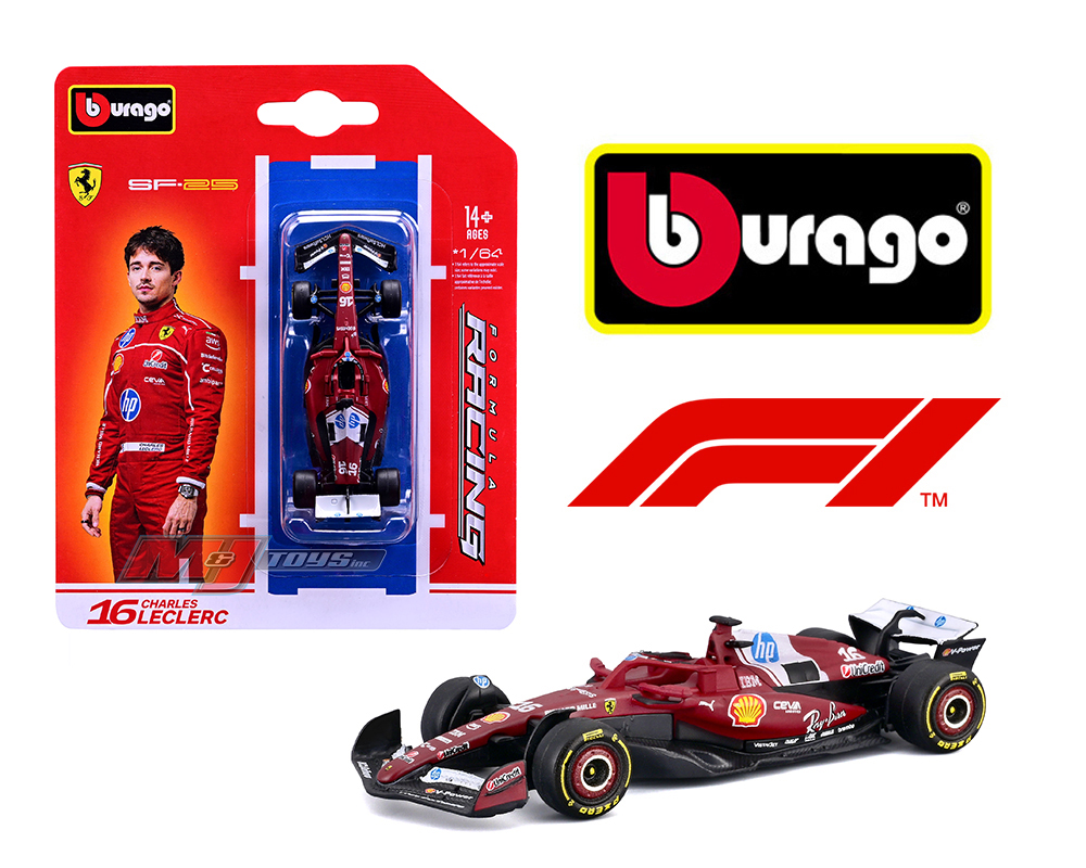 Bburago 1:64 F1 2025 Ferrari SF-25 #16 Charles Leclerc – Racing Formular - Imagen 2