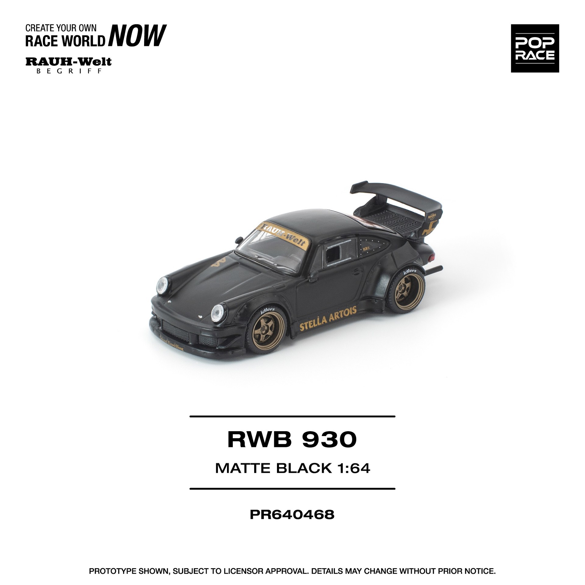 *PREORDEN* POPRACE 1/64 RWB 930 MATTE BLACK "STELLA ARTOIS" NEW TOOLING - Imagen 2