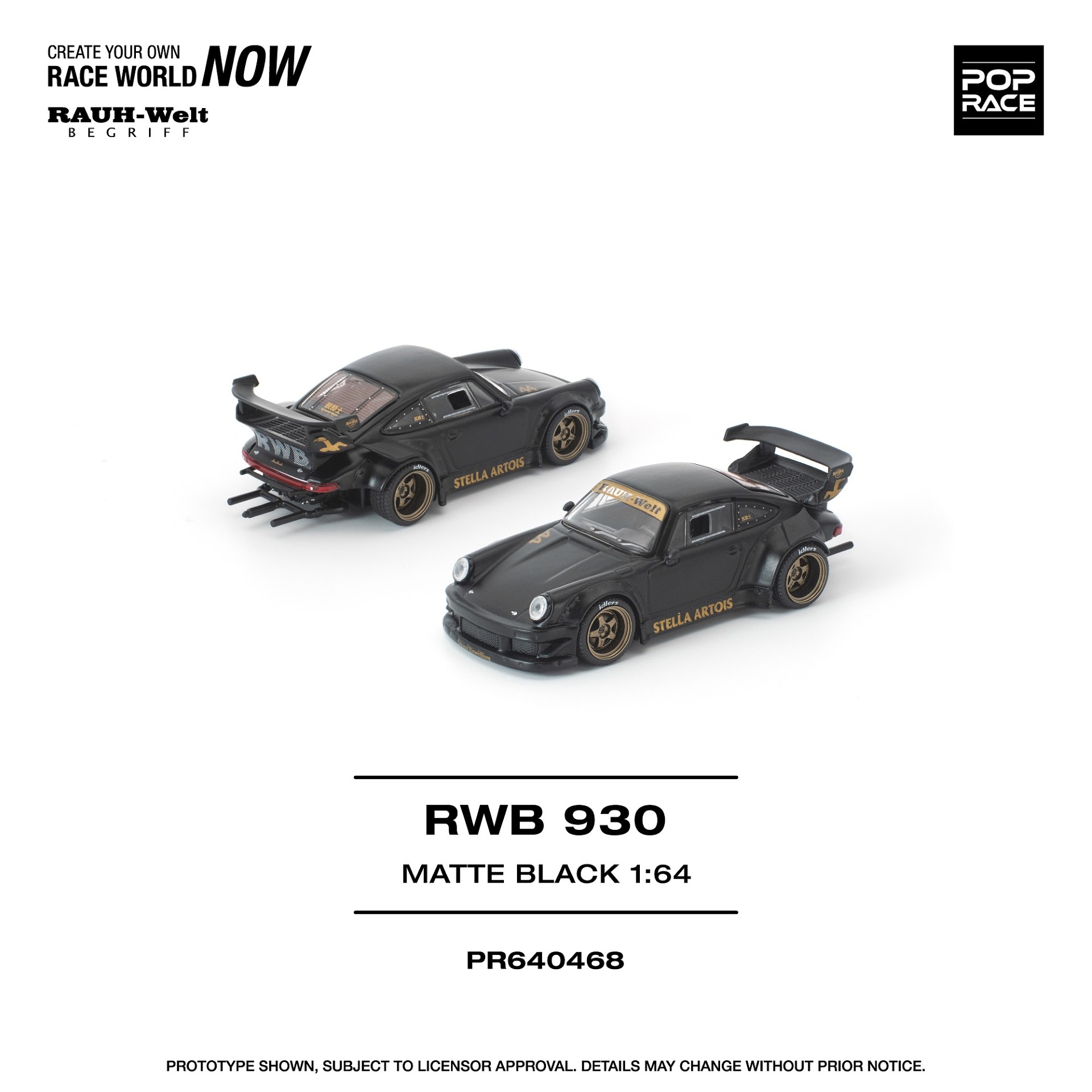 *PREORDEN* POPRACE 1/64 RWB 930 MATTE BLACK "STELLA ARTOIS" NEW TOOLING