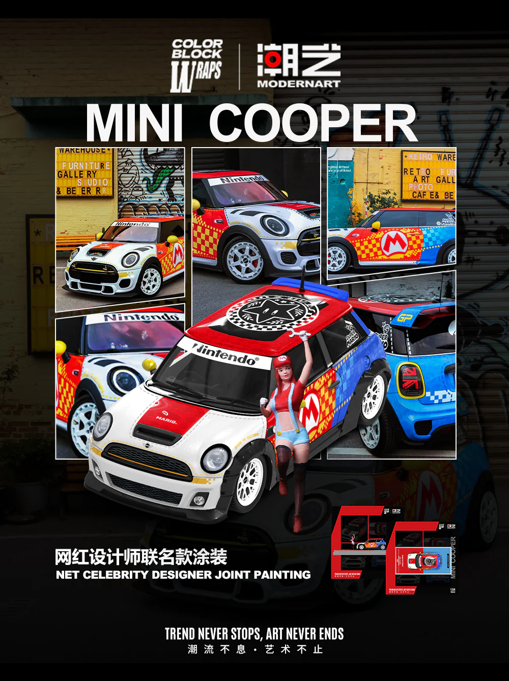 ModernArt X Color Block Wraps 1:64 Mini Cooper Mari