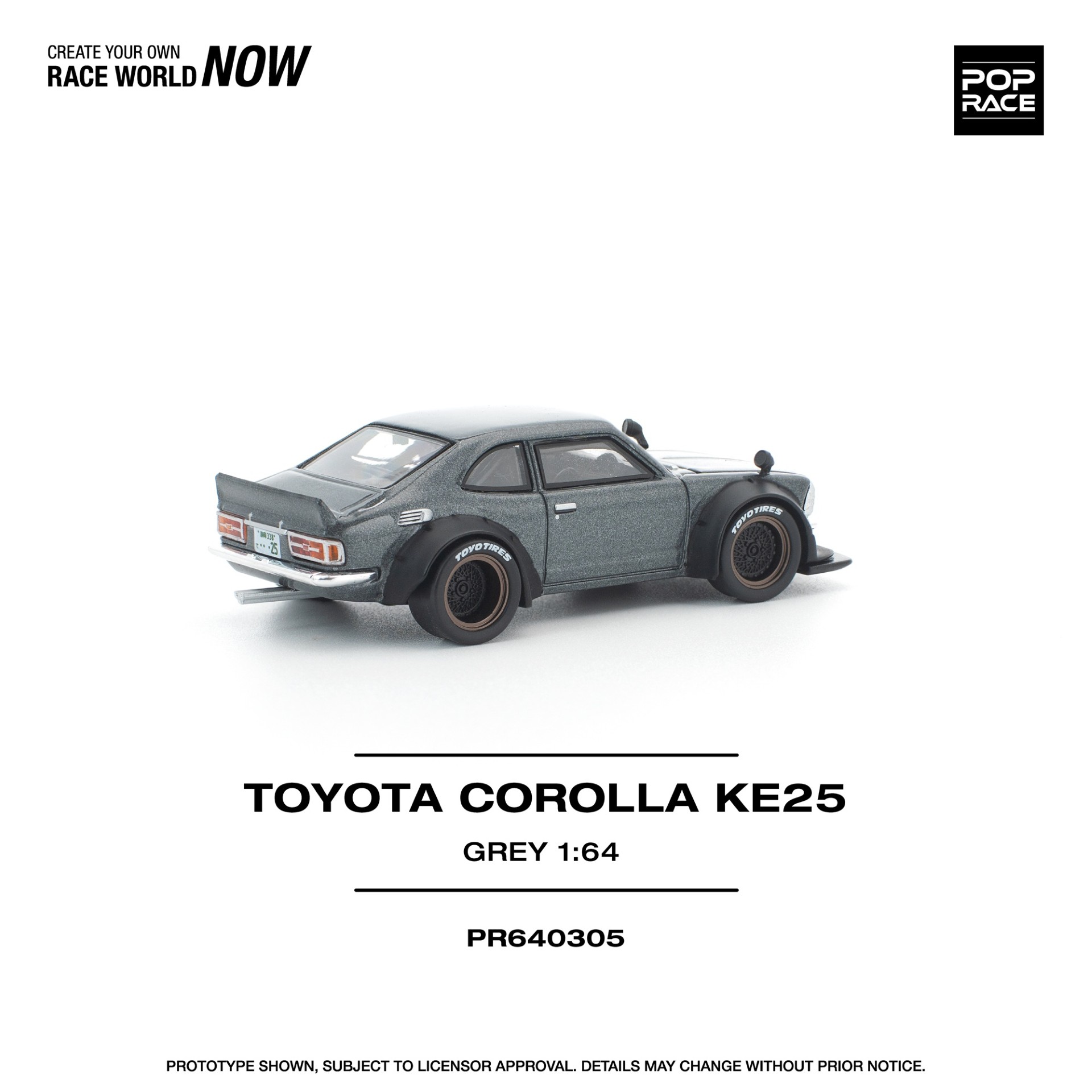 *PREORDEN* POPRACE 1/64 TOYOTA COROLLA KE 25 MATTE GREY - Imagen 3