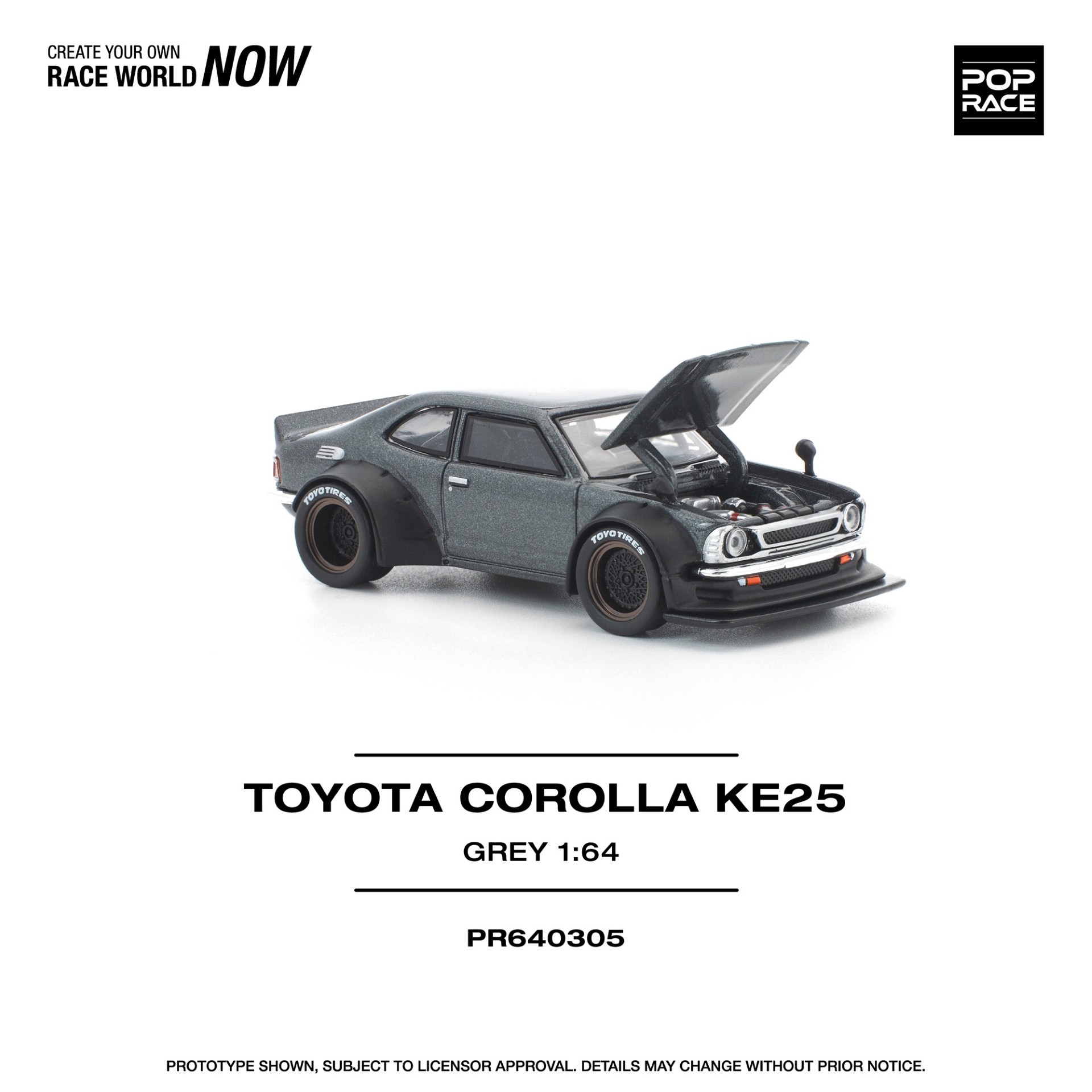 *PREORDEN* POPRACE 1/64 TOYOTA COROLLA KE 25 MATTE GREY