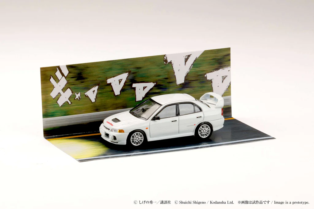 Hobby Japan 1:64 Mitsubishi Lancer RS Evolution IV / INITIAL D Seiji Iwaki VS Takumi Fujiwara - Imagen 3