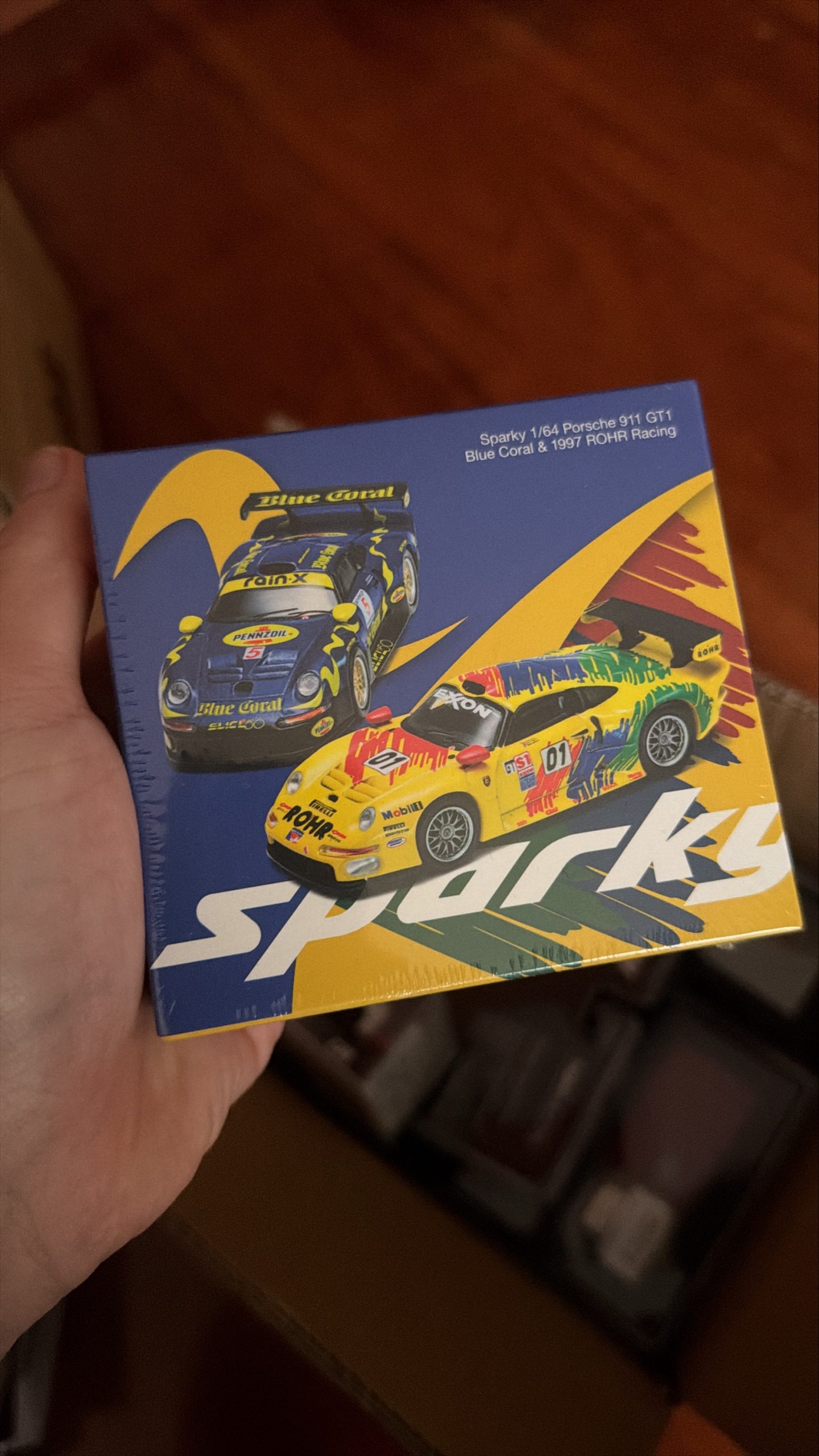 SPARKY x TINY 1/64 Porsche 911 GT1 Blue Coral & 1997 D ROHR (TINY Exclusive)